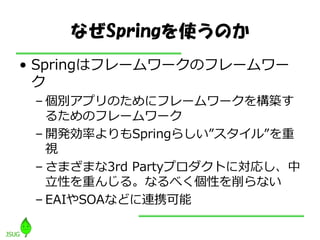 ʤSpringʹΤ
? Springϥե``Υե``
  
 C e?ץΤ˥ե``򘋺B
   뤿Υե``
 C _kʤSpring餷?롱
   ҕ
 C ޤޤ3rd PartyץȤˌꤷ
   Ԥؤ󤸤롣ʤ٤Ԥʤ
 C EAISOAʤɤBЯ
 