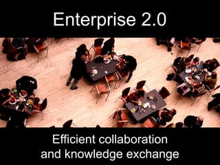 Enterprise 2.0




                     Efficient collaboration
                   and knowledge exchange
Photo: http://www.sxc.hu/browse.phtml?f=download&id=1093184
 
