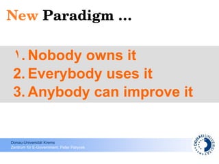 New   Paradigm … Nobody owns it Everybody uses it Anybody can improve it 