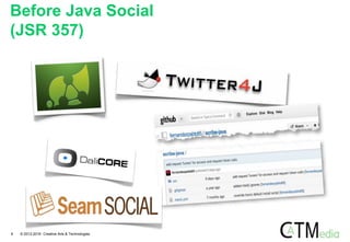 Before Java Social
(JSR 357)
6 © 2012-2016 Creative Arts & Technologies
 