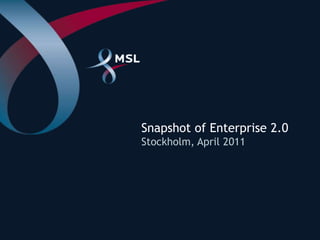 Snapshot of Enterprise 2.0Stockholm, April 2011 