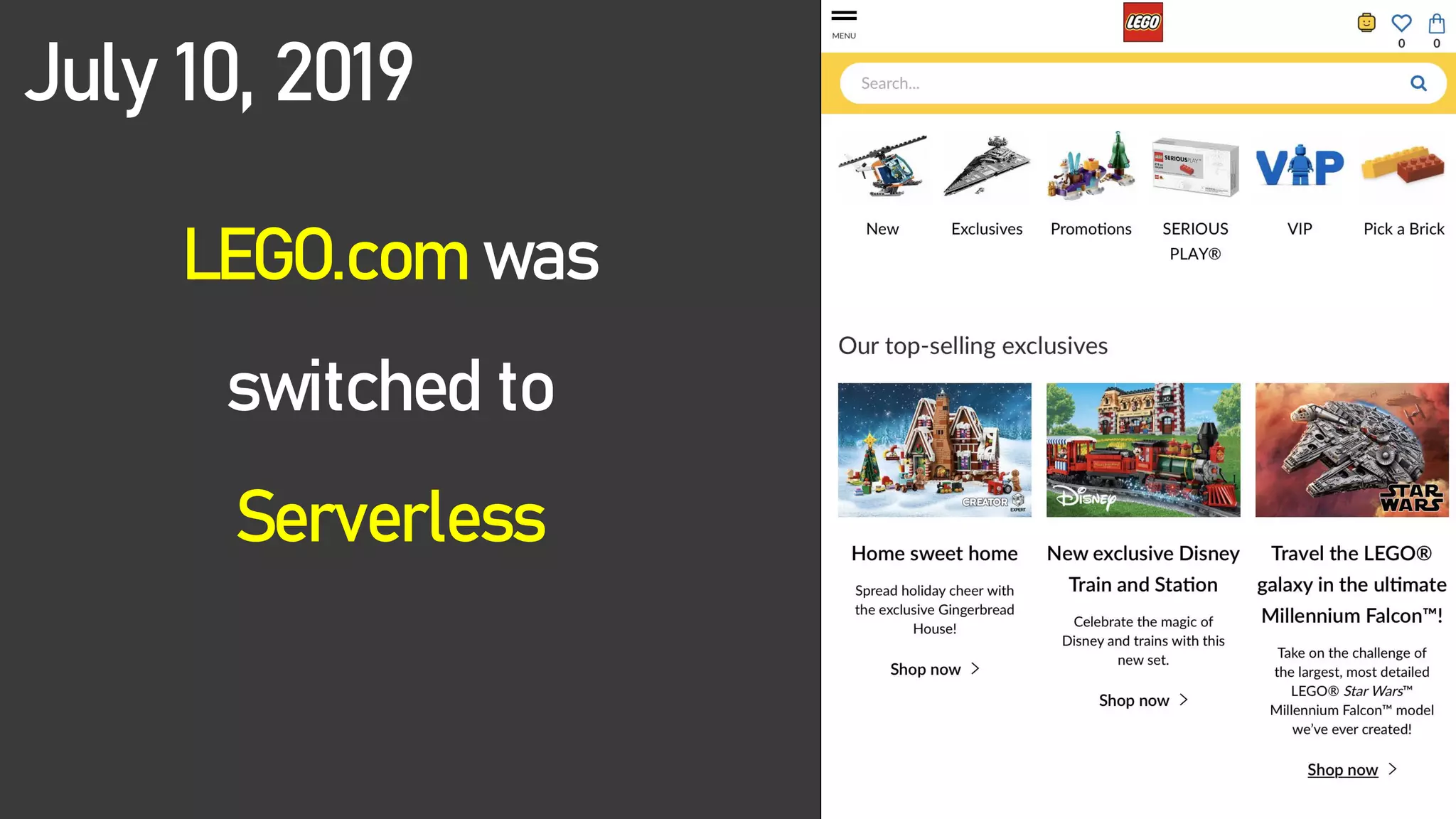 LEGO.com was
switched to
Serverless
July 10, 2019
 