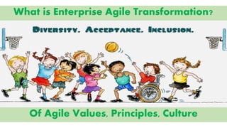 What is Enterprise Agile Transformation?
Of Agile Values, Principles, Culture
 