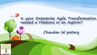Is your Enterprise Agile Transformation
needed a Vitamins or an Aspirin?
Chandan lal patary
 