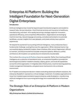 Enterprise AI Platform: Building the Intelligent Foundation for Next ...