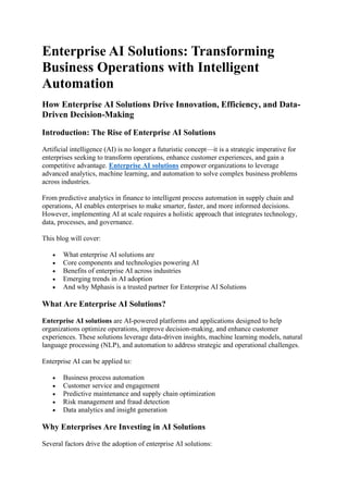 Enterprise AI Solutions: Transforming Business Operations with ...