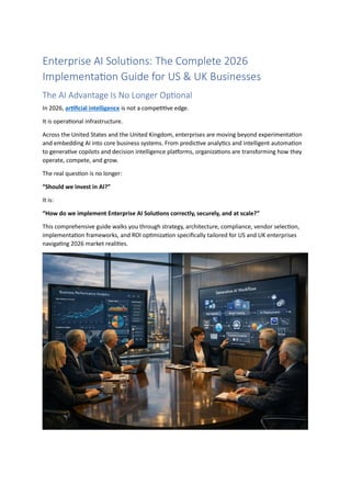 Enterprise AI Solutions - The Complete 2026 Implementation Guide for US ...