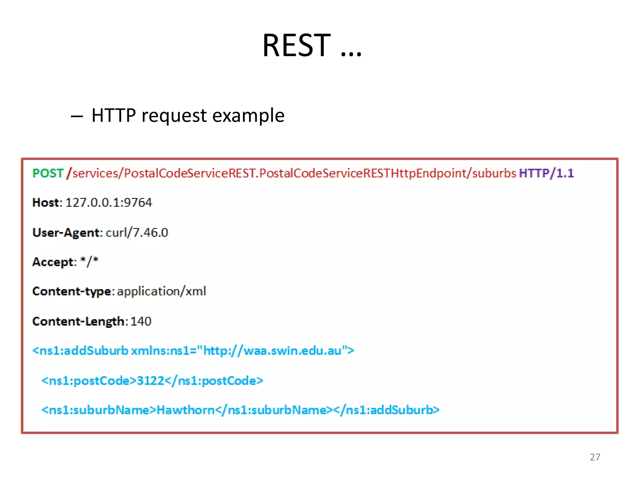 REST …
27
– HTTP request example
 