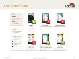 The Appear Store

2/28/2013

Copyright Appear, 2012
2013

47

 