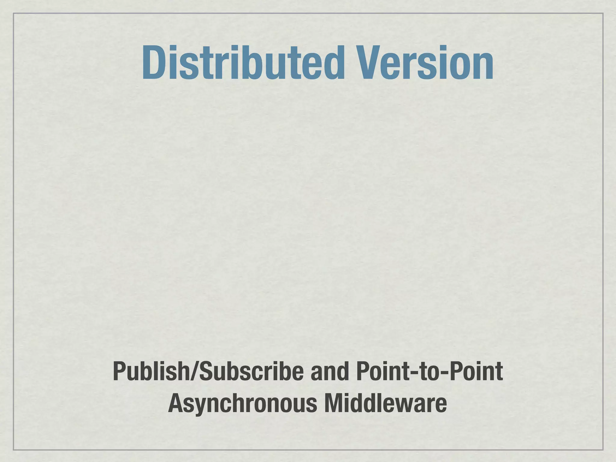 Distributed Version Publish/Subscribe and Point-to-Point Asynchronous Middleware 