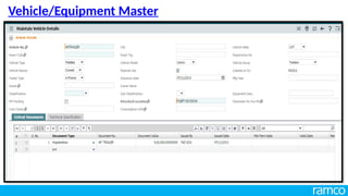 Vehicle/Equipment Master
 