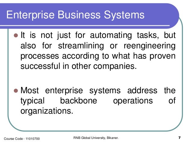 Enterprise business systems