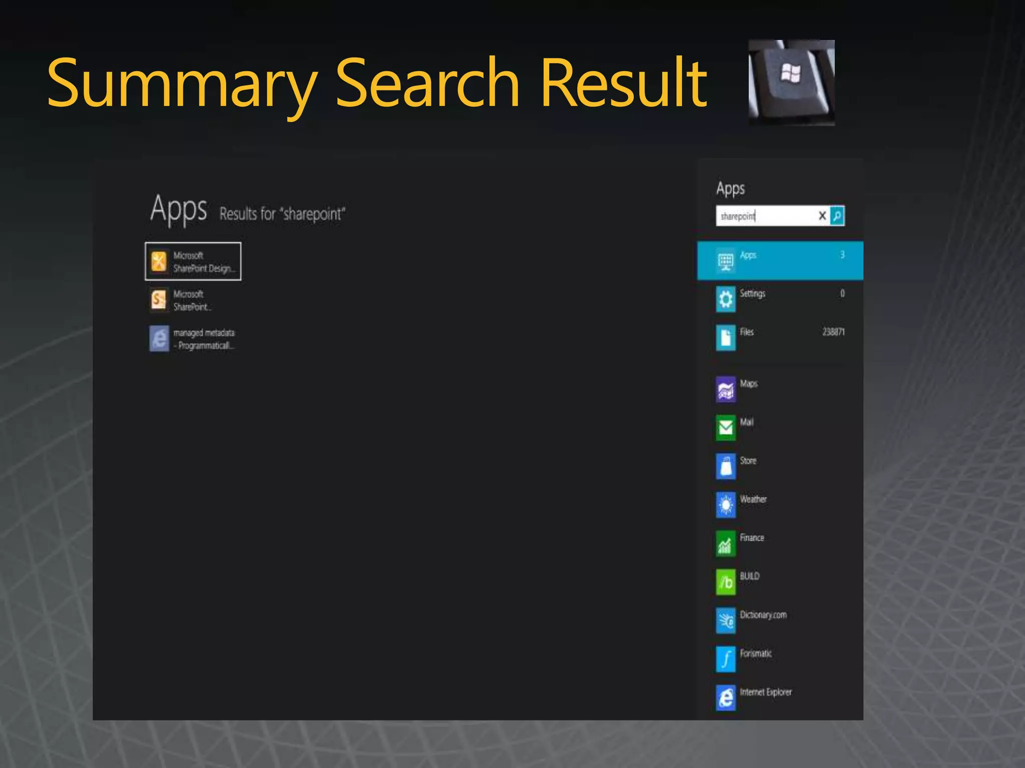 Summary Search Result
 