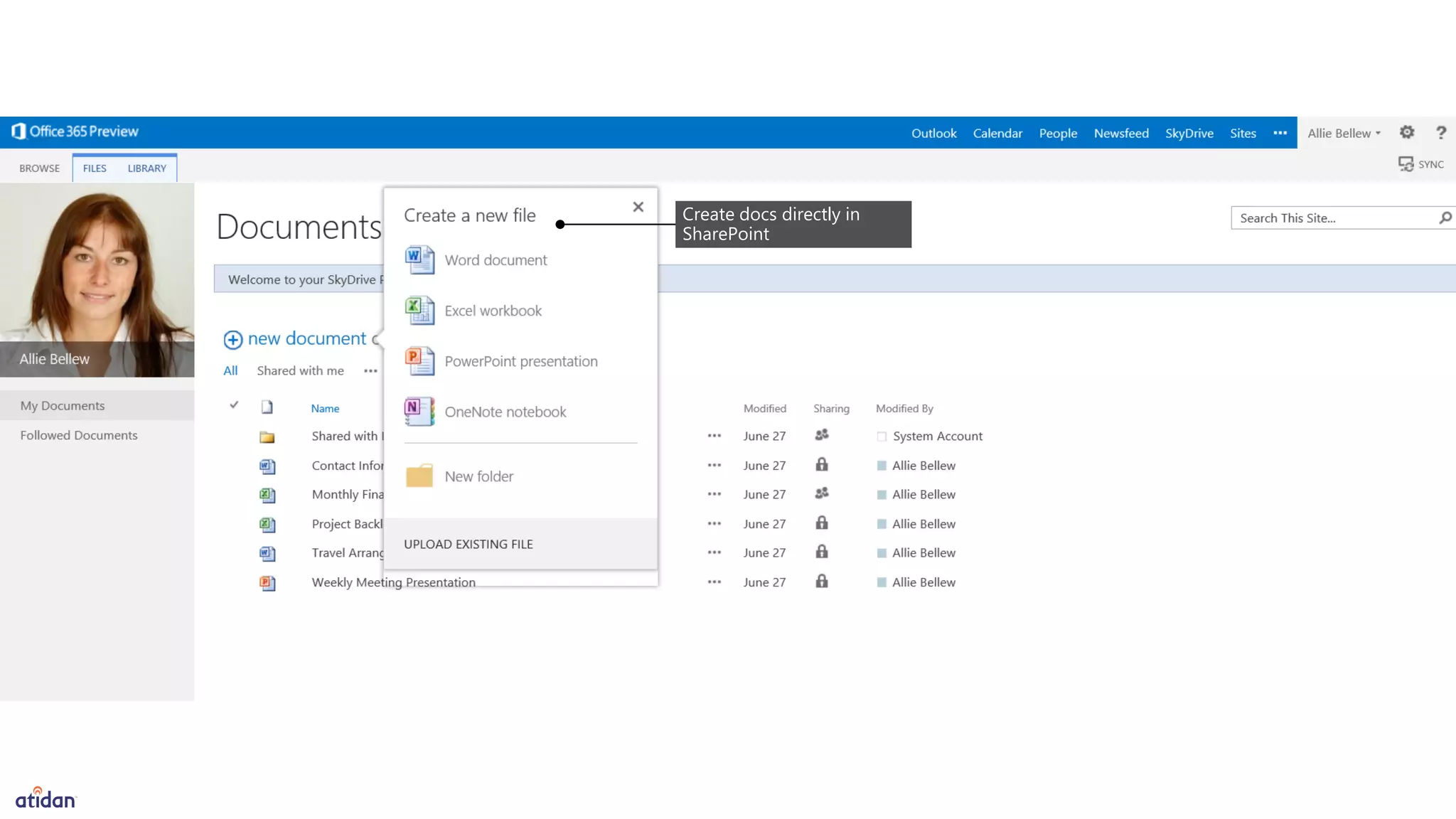 Create docs directly in
SharePoint
 