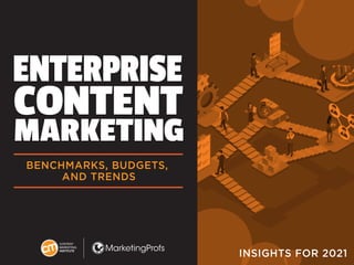 1
ENTERPRISE
CONTENT
MARKETING
ENTERPRISE
CONTENT
MARKETING
BENCHMARKS, BUDGETS,
AND TRENDS
INSIGHTS FOR 2021
 