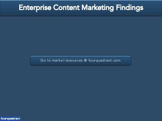 Go to market resources @ fourquadrant.com
Enterprise Content Marketing Findings
 