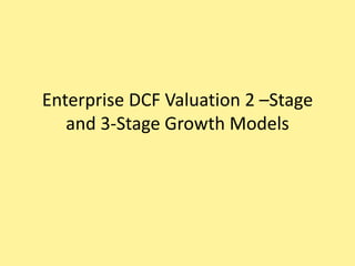 Enterprise DCF Valuation 2 –Stage
and 3-Stage Growth Models
 