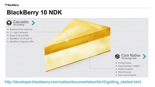 http://developer.blackberry.com/native/documentation/bb10/getting_started.html
BlackBerry 10 NDK
 