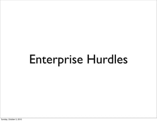 Enterprise Hurdles



Sunday, October 3, 2010
 