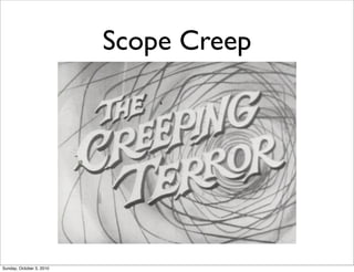 Scope Creep




Sunday, October 3, 2010
 