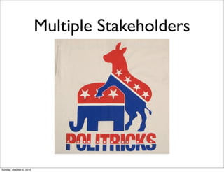 Multiple Stakeholders




Sunday, October 3, 2010
 