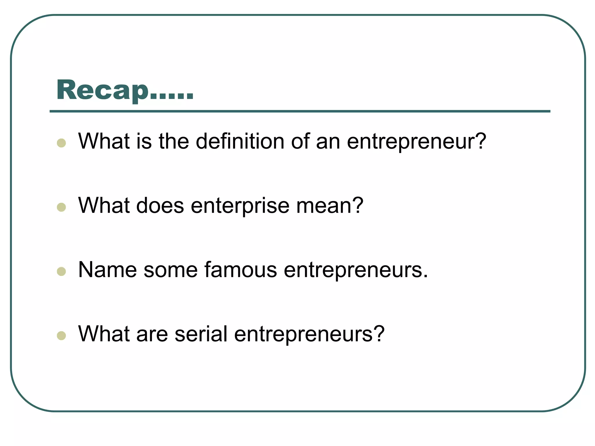 Enterprise, entrepreneur, risk taking and opportunity | PPT