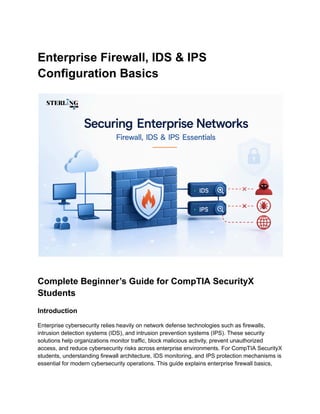 Enterprise Firewall, IDS and IPS Configuration Basics Explained | PDF