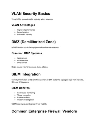 Enterprise Firewall, IDS and IPS Configuration Basics Explained | PDF