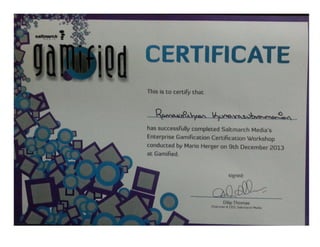 Enterprise Gamification Workshop Certification - Ram Kumarasubramanian ...