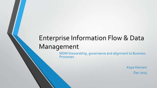 Enterprise Information Flow & Data
Management
MDM Stewardship, governance and alignment to Business
Processes
Kaye Homam
Dec 2015
 