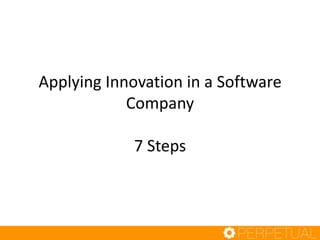 Applying Innovation in Software Development | PPTX