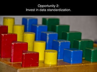 Opportunity 2:
Invest in data standardization.
 