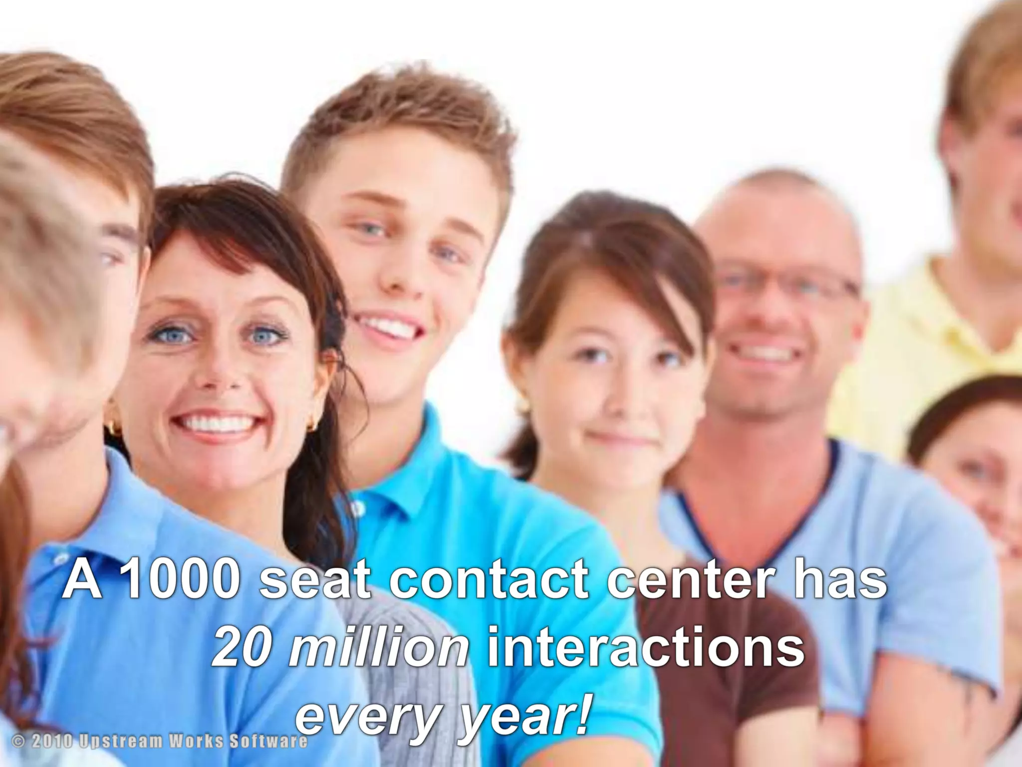 Contact center InteractionsA 1000 seat contact center has20 million interactions every year!© 2010 Upstream Works Software