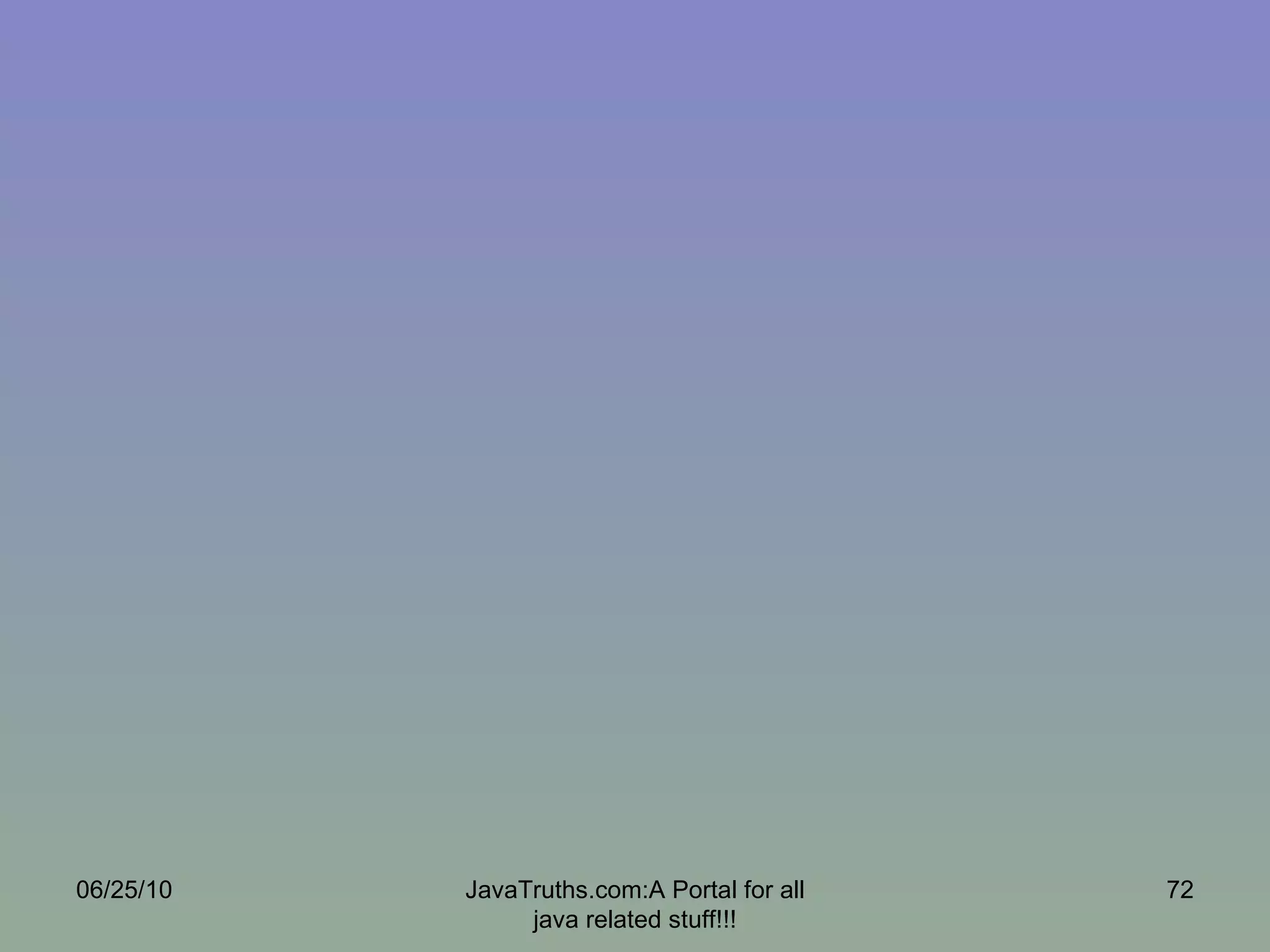 06/25/10 JavaTruths.com:A Portal for all java related stuff!!! 