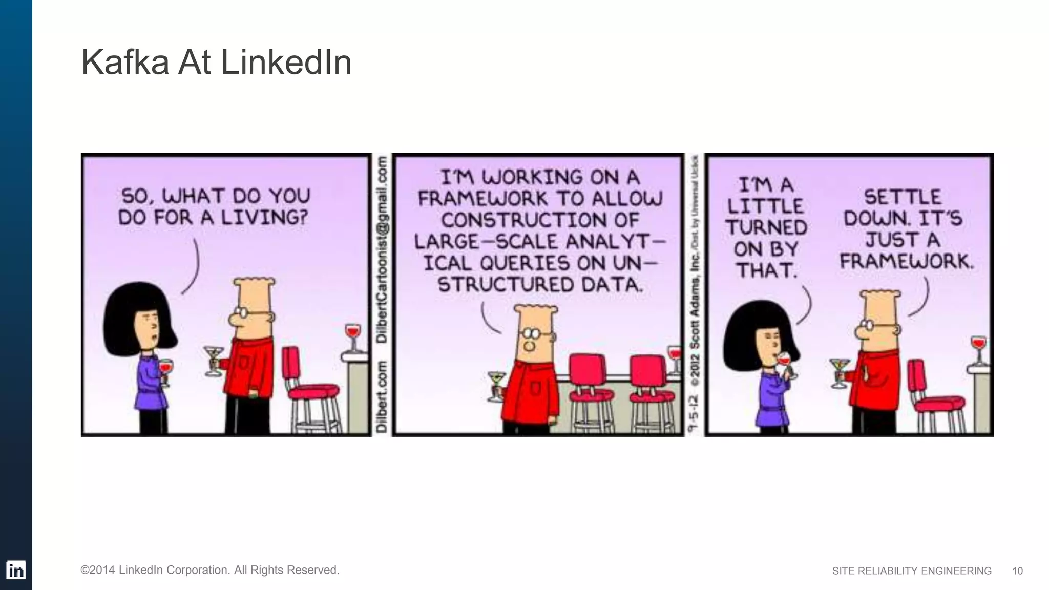 SITE RELIABILITY ENGINEERING©2014 LinkedIn Corporation. All Rights Reserved.
Kafka At LinkedIn
10
 