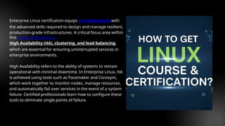 Enterprise Linux Certification High Availability, Clustering & Load ...