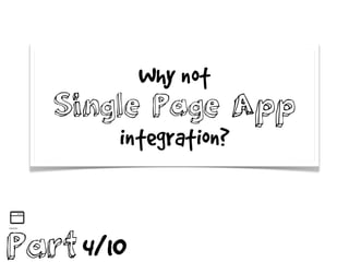 Why not
Single Page App
integration?
Part 4/10
 