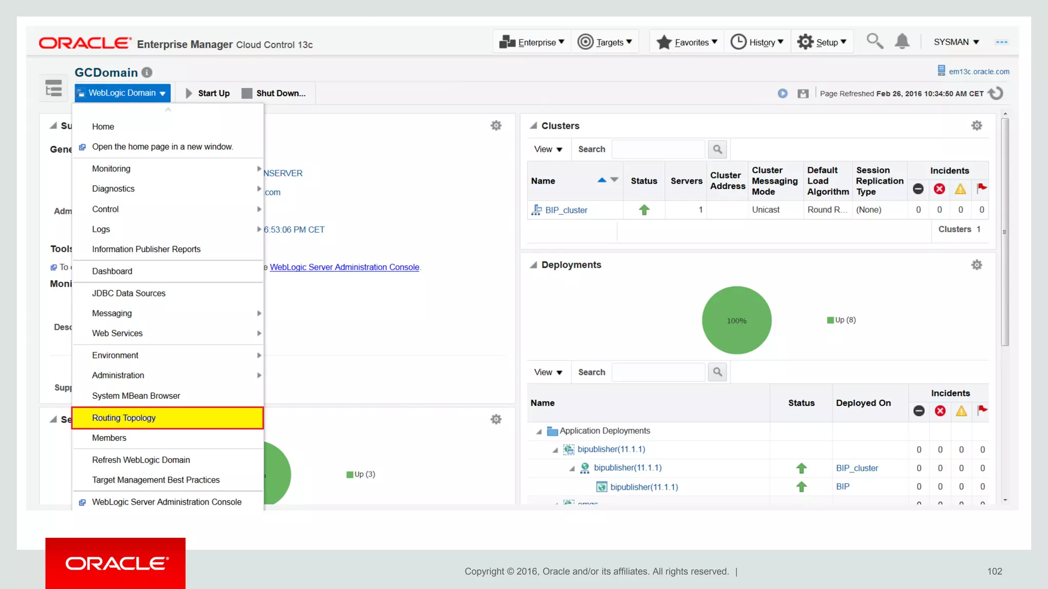 Copyright © 2016, Oracle and/or its affiliates. All rights reserved. | 102
 