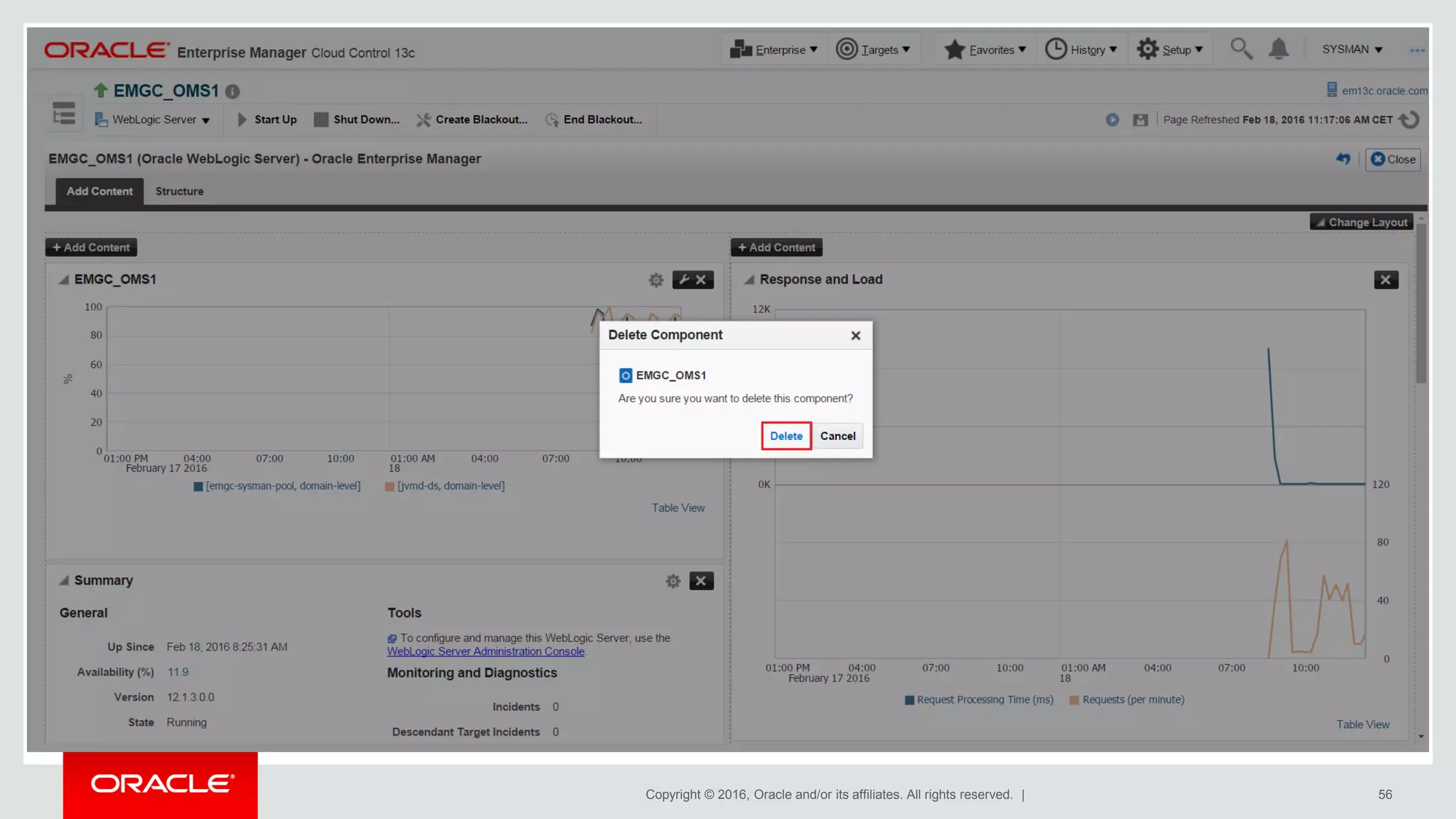 Copyright © 2016, Oracle and/or its affiliates. All rights reserved. | 56
 