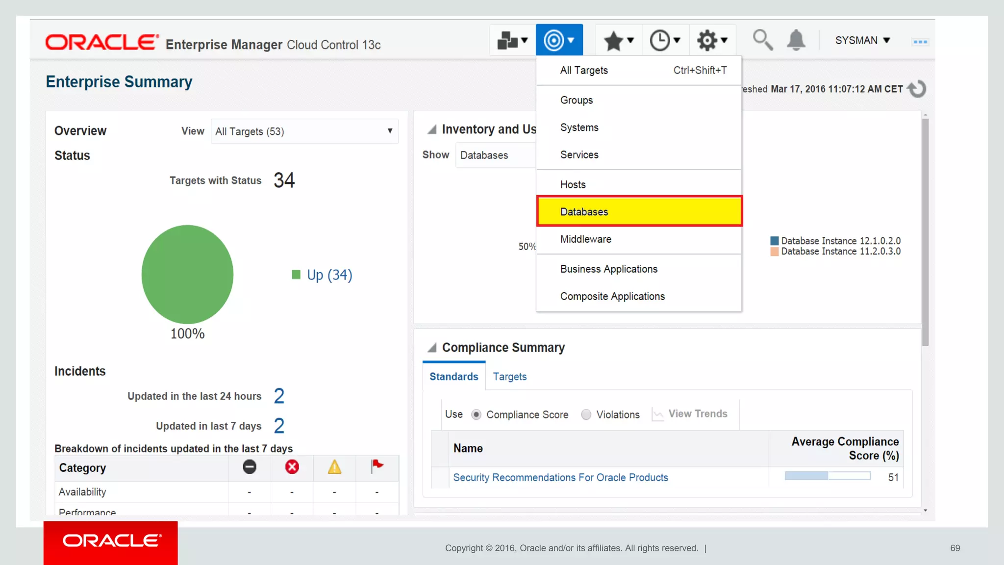 Copyright © 2016, Oracle and/or its affiliates. All rights reserved. | 69
 