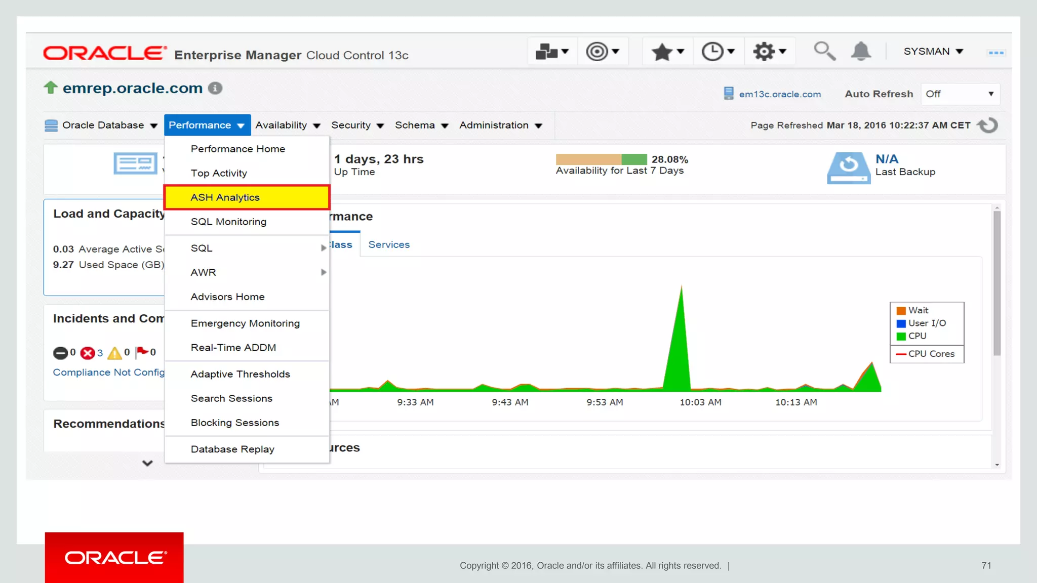 Copyright © 2016, Oracle and/or its affiliates. All rights reserved. | 71
 