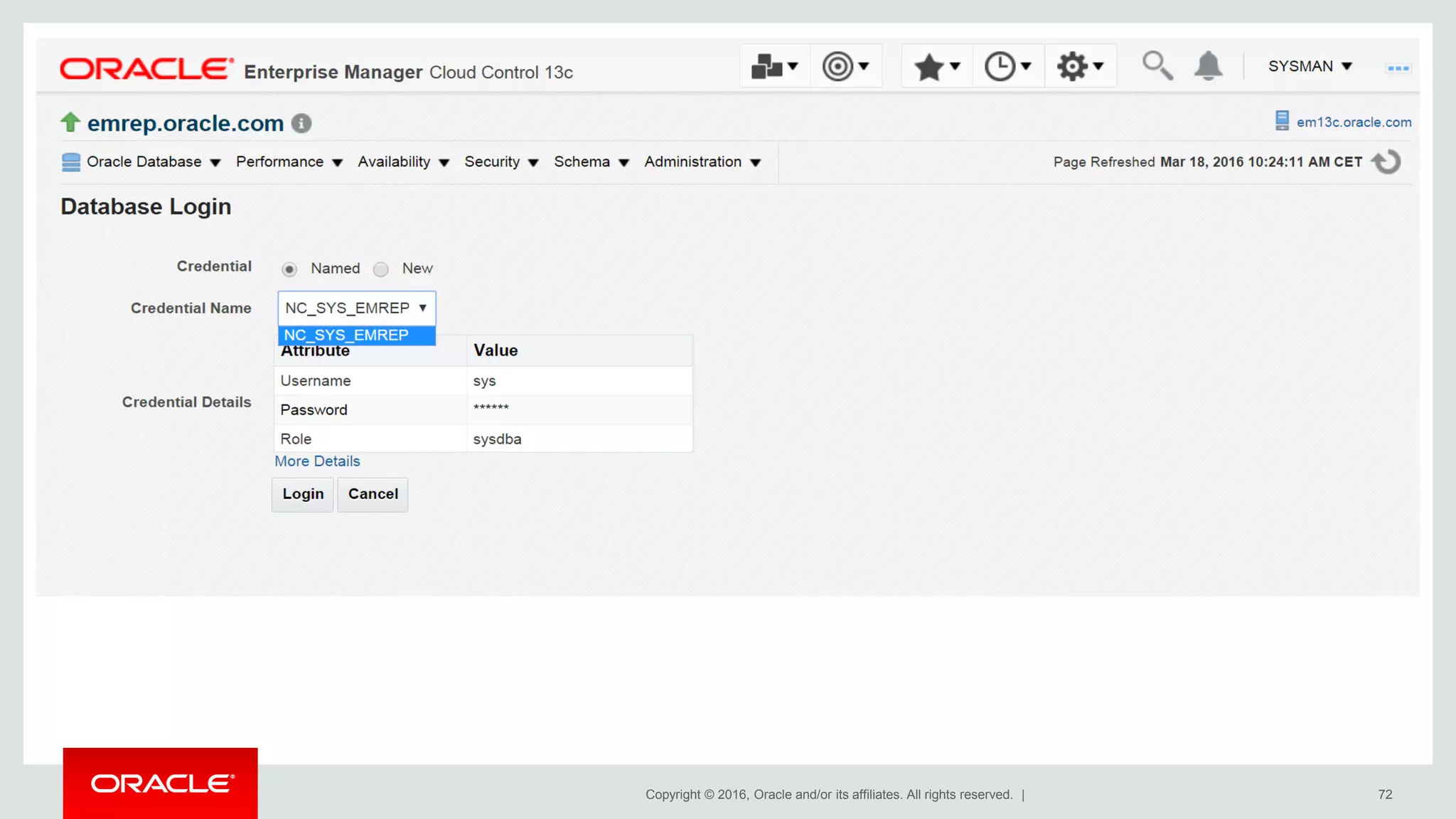 Copyright © 2016, Oracle and/or its affiliates. All rights reserved. | 72
 