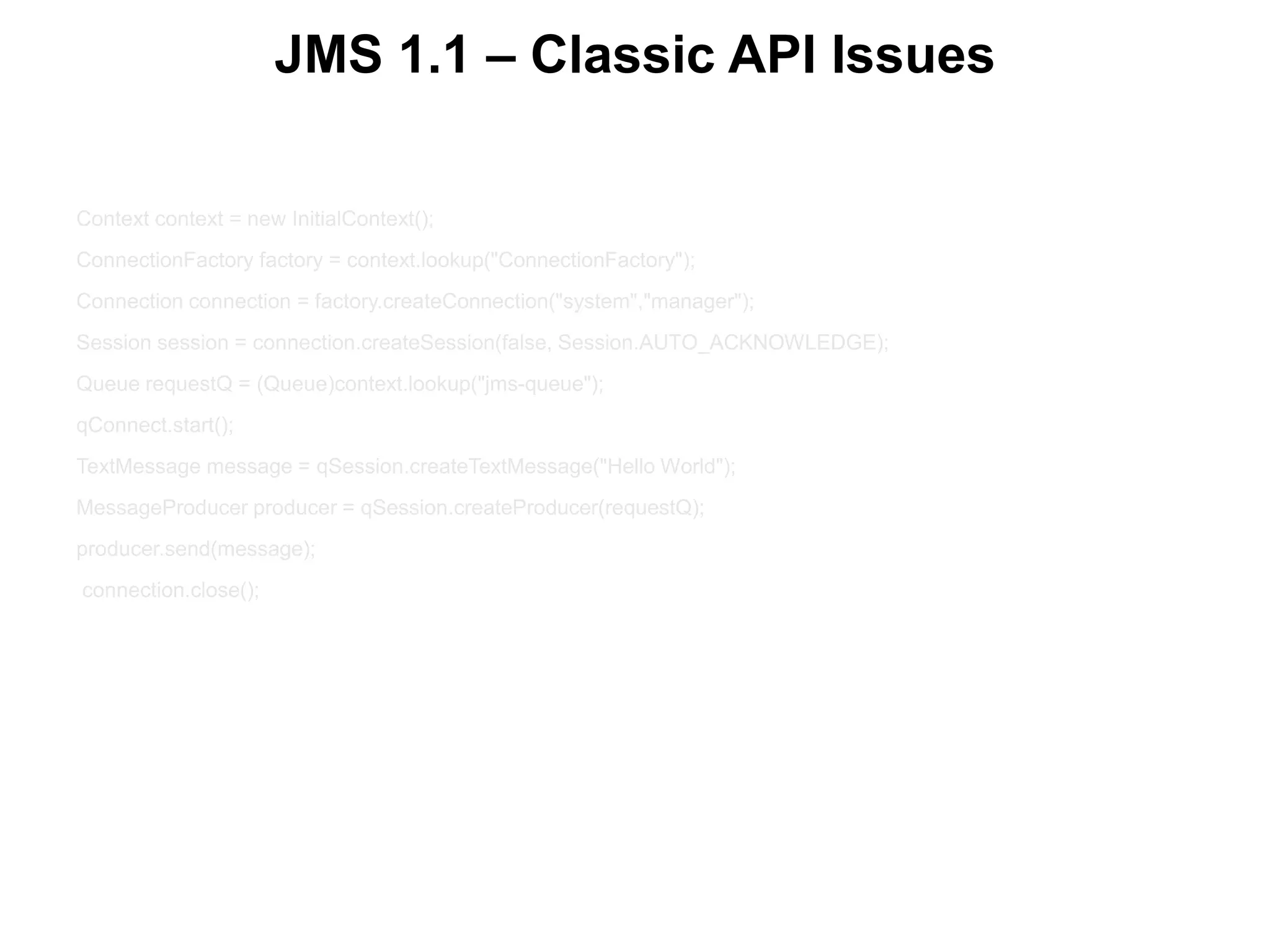 JMS 1.1 – Classic API Issues
 