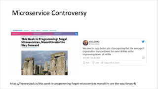 Microservice Controversy
~ Martin Fowler
https://martinfowler.com/bliki/MicroservicePremium.html
 