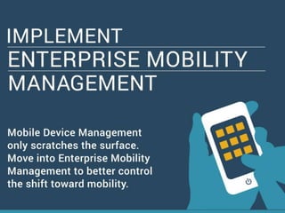 Vendor Landscape: Enterprise Mobility Management
Mobile device management has grown up. Get a grip on devices, applications, and content with the right enterprise mobility management suite.
Mobility management isn’t about devices any more—it’s about what devices do. EMM vendors are focusing on the management of applications and content, competing to innovate in a world where mobility is increasingly critical
and mature.
BlackBerry made smartphones into powerful tools for businesses, and pioneered the importance of central management of those devices. Later, consumer-focused smartphones and tablets also became powerful business tools, but
lacked central management. Early mobile device management (MDM) arose to add management capabilities across all mobile devices and platforms.
Trends like BYOD emphasized the need for mobility management by increasing the variety and complexity of mobile devices. However, do users really want their own devices controlled by IT?
It has become clear that MDM is not enough. No matter who owns the device, it contains a mix of personal and corporate applications, documents, and other data.
MDM vendors have evolved. They no longer only manage the devices, but the company applications that run on those devices, and the content within those applications. Enter the all-encompassing set of tools known as Enterprise
Mobility Management (EMM).
MDM is a feature, not a product:
In only a few years, mobile device management has gone from defining a market to a minor, non-differentiating feature among EMM suites. When choosing a vendor, focus on application management, content management, and
other advanced features, rather than basic MDM.
Pure-play vendors are in the minority:
EMM-only vendors are being acquired by vendors with broad product sets and deep pockets. The remaining pure-plays appear lower in our landscape in comparison with some of the largest vendors in tech, but their products are still
innovating rapidly in order to differentiate themselves.
EMM-style management is spreading:
Expect EMM to expand beyond mobile devices. After finding success with the power and flexibility of EMM, customers and vendors alike are racing toward a single management tool for mobile, Windows, OSX, and even the Internet
of Things.
 