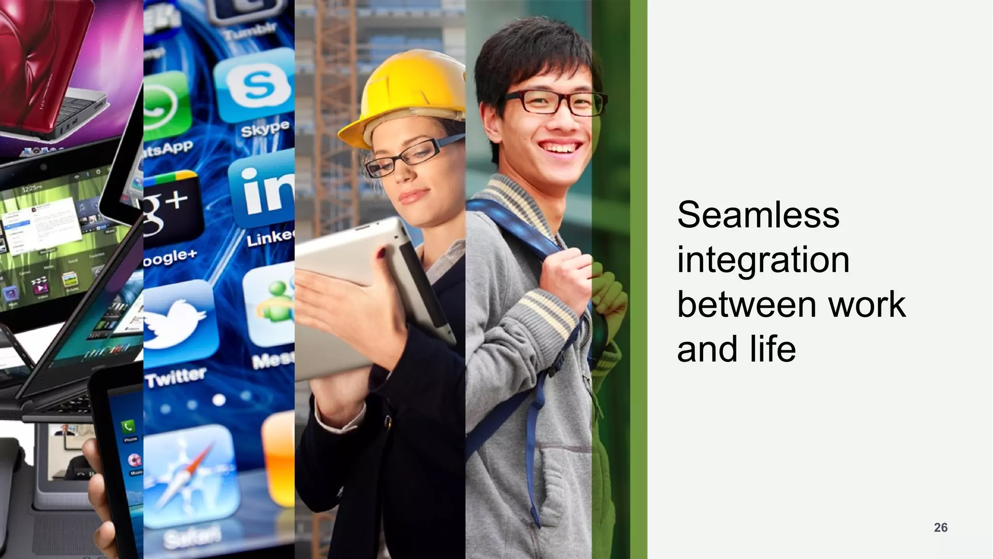 Seamless
integration
between work
and life



               26
 