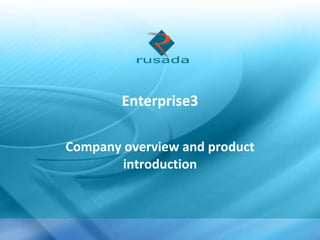 Enterprise3 Company overview and product introduction 