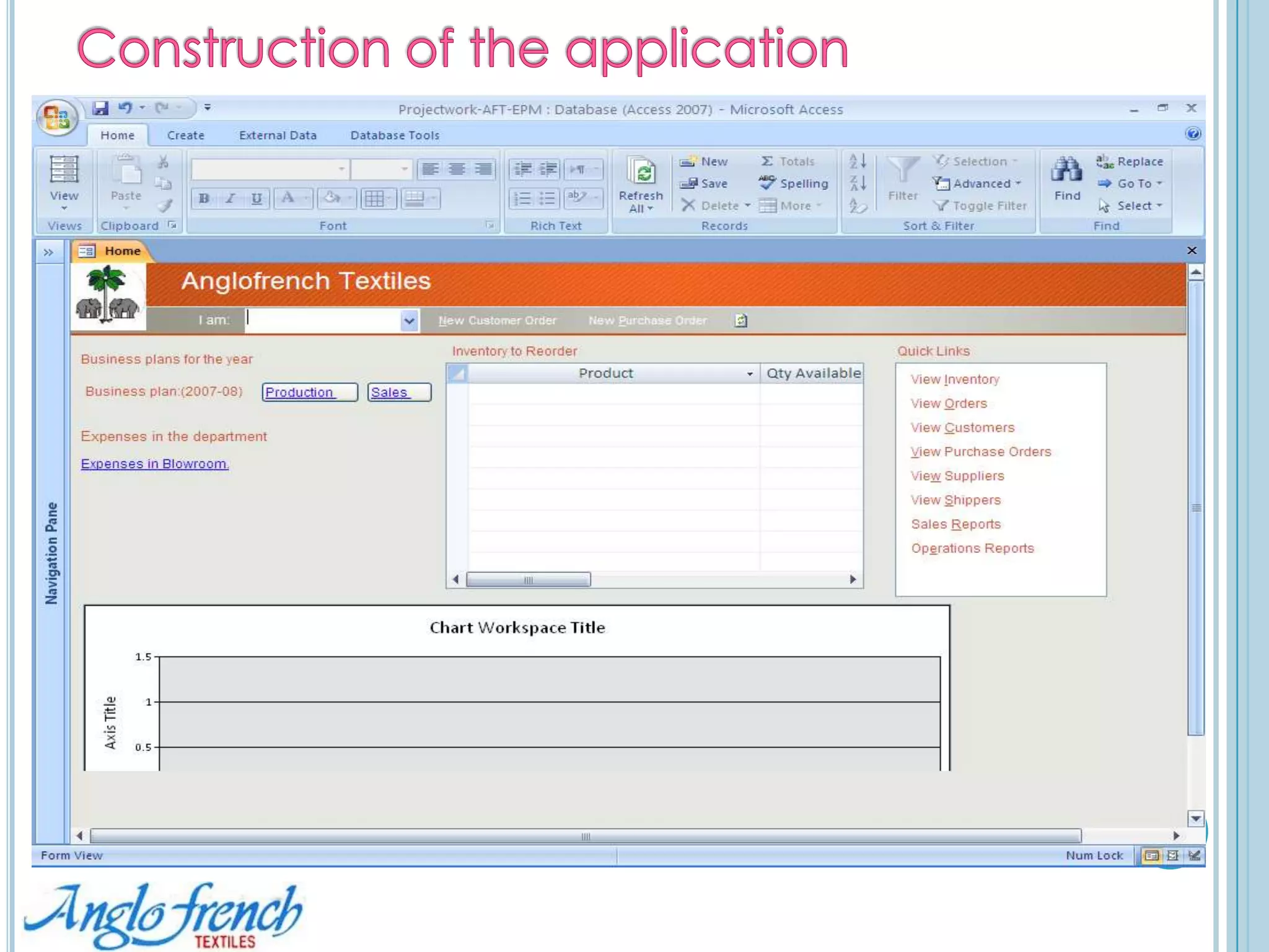 Database view of the KPIs