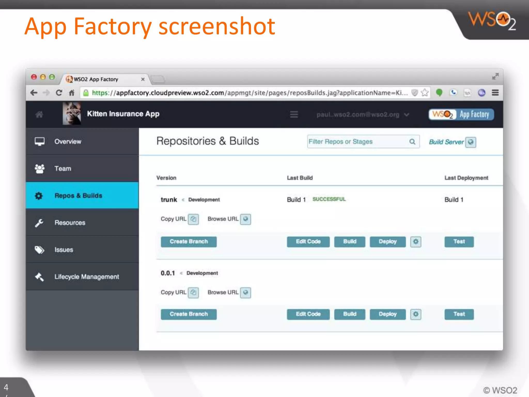 App Factory screenshot 
4 
/ 
 