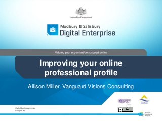 Improving your online
professional profile
Allison Miller, Vanguard Visions Consulting
Modbury & Salisbury
 